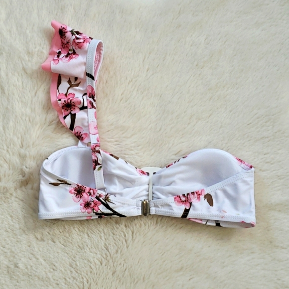 Pink Off Shoulder Ruffle Bandeau High Waist Bikini - Picture 7 of 11